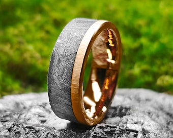 Muonionalusta Iron Meteorite Ring - Authentic Space History, Widmanstätten Pattern, Cosmic Wedding Band
