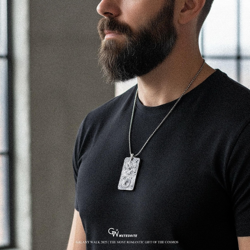 Widmanstätten Iron Meteorite Pendant Necklace, Handcrafted Celestial Jewelry image 7