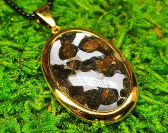 Sericho Kenya Meteorite Pendant | Gold Plating | Authentic African Pallasite
