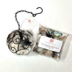 Black Metal Alpaca Bird Nesting Ball with Free Refill Pack; 4-inch; 100% Raw Alpaca Fiber