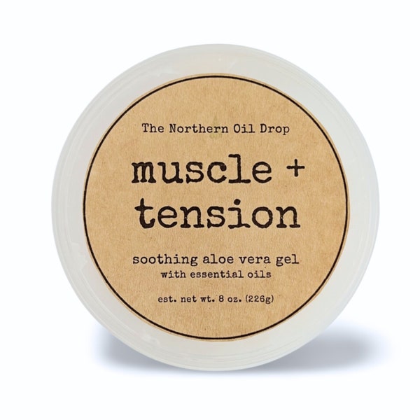 Muscle & Tension Aloe Vera Gel with Essential Oils | Post Workout | Cooling Tingle for Sore Muscles | Pain Soothing | Jelly | Gift