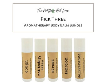 Pick 3 Aromatherapy Body Balm Bundle | Essential Oils | Headache Migraine Anxiety Stress Sleep Congestion | Christmas Gift Stocking Stuffer