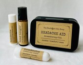 Headache Tension Stress Relief Aromatherapy Kit Gift Set Essential Oil Roll On, Inhaler, Balm Stick Migraine Roller Ball Spa Gift Set