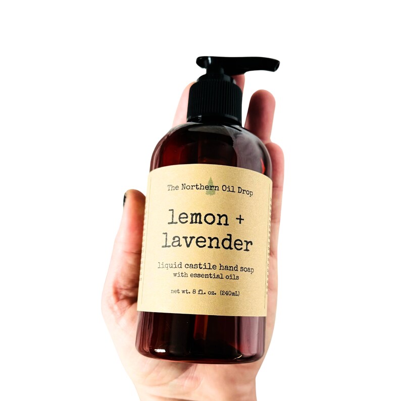 Liquid Castile Hand Soap scented with Essential Oil Multi Purpose Dish Soap Bubble Bath Cleaner Home & Housewarming Gift image 3