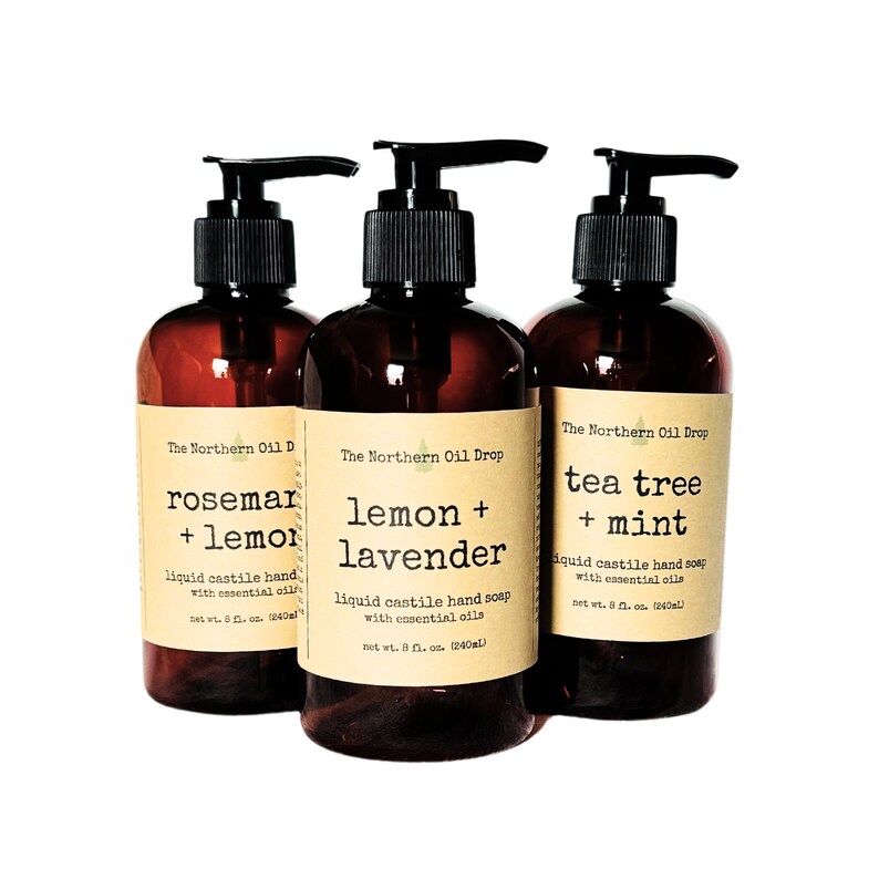 Liquid Castile Hand Soap scented with Essential Oil Multi Purpose Dish Soap Bubble Bath Cleaner Home & Housewarming Gift image 6