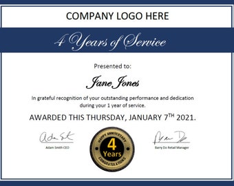 Work Anniversary Printable, Work Anniversary Years of Service Sign ...