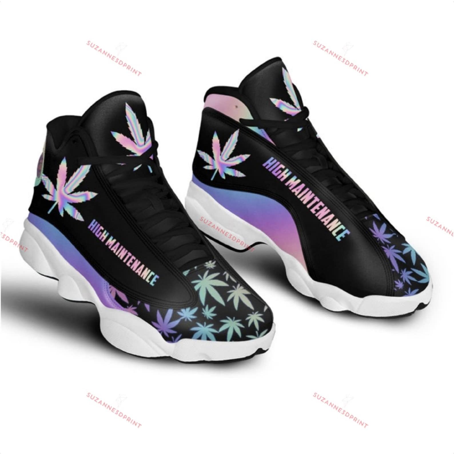 High Maintenance Weed Hologram Air Jordan 13 Sneakers Shoes Etsy