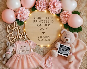 Baby Girl Pregnancy Announcement Canva Template, It’s a Girl Reveal, Girl Announcement Social Media, Digital Pregnancy Template, Baby Gender