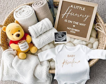 Winnie the Pooh Pregnancy Announcement, Editable Baby Reveal Template (Digital Download)