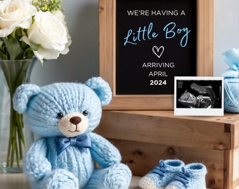 It&#39;s a Boy Digital Pregnancy Announcement, Baby Announcemen, Editable Template, Reveal,  Social Media, Having a Little boy, Canva template