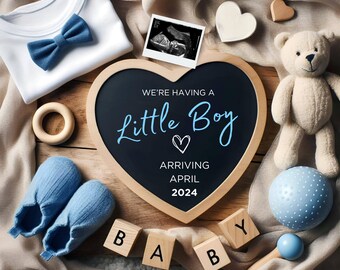 It&#39;s a Boy Digital Pregnancy Announcement, Baby Announcemen, Editable Template, Reveal,  Social Media, Having a Little boy, Canva template