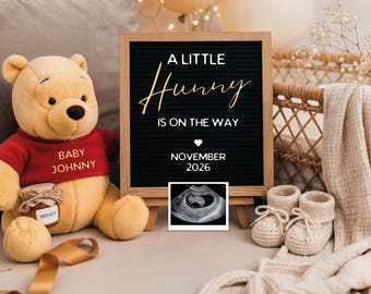 Winnie the Pooh Pregnancy Announcement, Gender Neutral Baby Reveal (Digital Template)