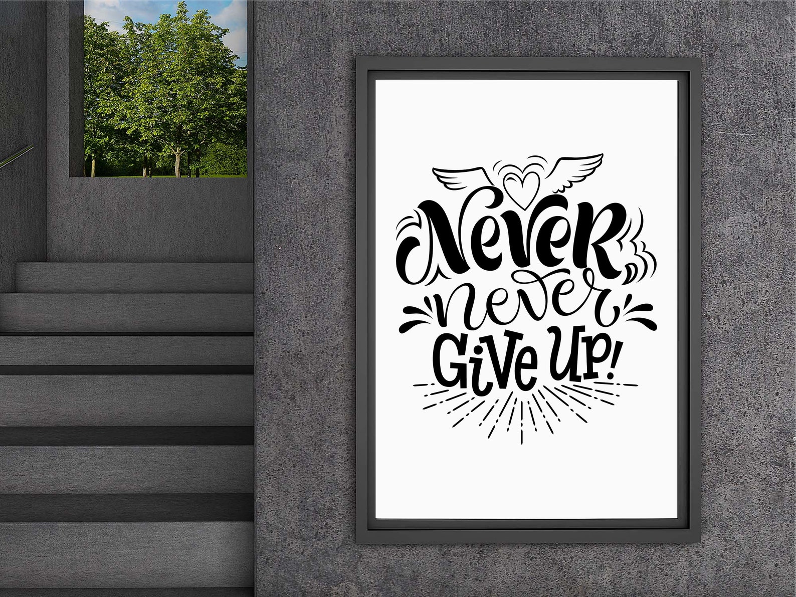 Never Give up Printable Wall Art Minimal Print Start up | Etsy