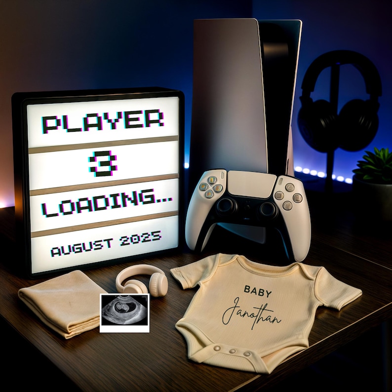 gaming baby
player 3
baby reveal
gamer parents
canva template
video game
console theme
instant file
digital card
nerd pregnancy
editable jpg
baby news
geek family
