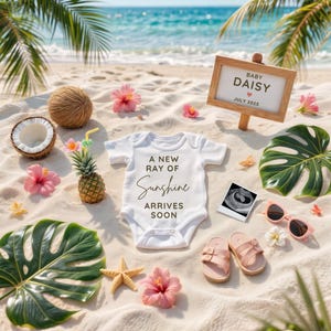 Strandzwangerschapsaankondiging, digitale zwangerschapsaankondiging, nautische babyaankondiging, Instant Download, bewerkbare sjabloon, lieve baby