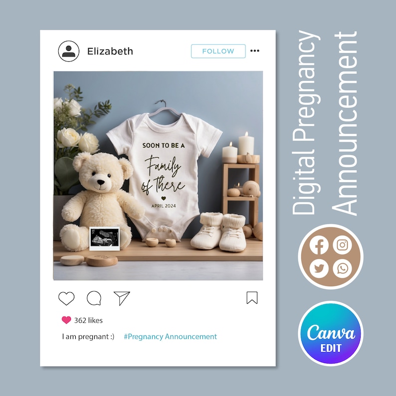 Image 3 for Social Media Pregnancy Announcement Template