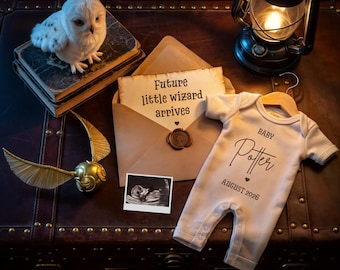 Future Wizard Pregnancy Announcement, Magical Wizard Baby Announcement, Digital Sorcerer Gender Reveal, Little Witch Baby on the Way, Canva