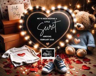 Love Pregnancy Announcement Template, Little Secret, Digital Pregnancy Announcement, Social Media Instagram, Gender Neutral, Canva Template