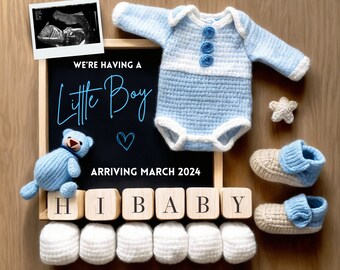 It&#39;s a Boy Digital Pregnancy Announcement, Baby Announcemen, Editable Template, Reveal,  Social Media, Having a Little boy, Canva template