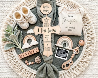 Religious Digital Pregnancy Announcement, When the Time is Right, Gender Neutral Baby Reveal, Editable Template, Social Media, Rainbow Baby