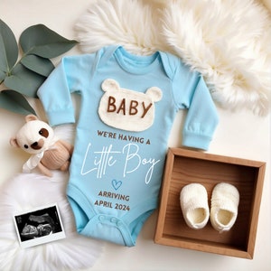 It&#39;s a Boy Digital Pregnancy Announcement, Custom Onesie Baby Boy Announcement Template - &#39;Little Boy&#39; Digital Download for Social Media