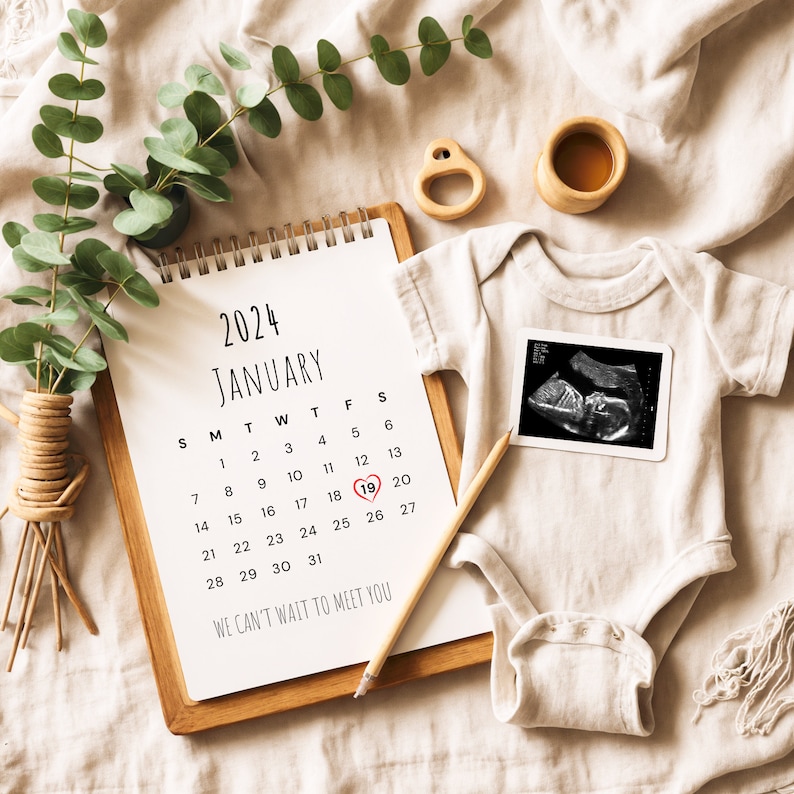 Editable January Pregnancy Announcement Calendar Template, Canva Design ...