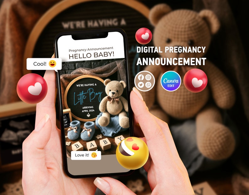 Having a Little Boy, Letter Board Pregnancy Announcement Template