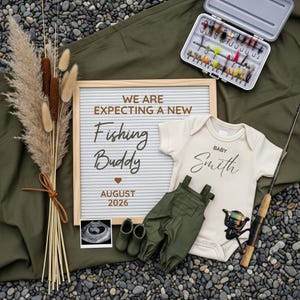 Outdoor Baby Boy Fishing Reveal Template, Fishing Pregnancy Announcement Digital Template, Lake Fishing Buddy Pregnancy, Baby Boy Canva Edit