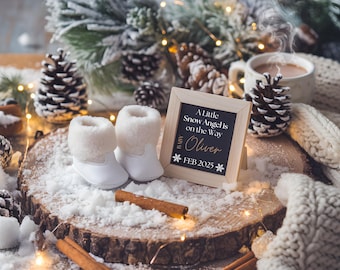 Winter Pregnancy Announcement Template, Snow-Themed Baby Reveal, Editable Canva Baby Announcement, Winter Baby Reveal Board, Cozy Baby