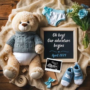 It&#39;s a Boy Digital Pregnancy Announcement, Baby Announcemen, Editable Template, Reveal,  Social Media, Having a Little boy, Canva template