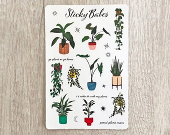 Plant Sticker Sheet, Plant Stickers, House Plant Sticker Set, Plant Lady, Gift for Plant Lover, Laptop Sticker