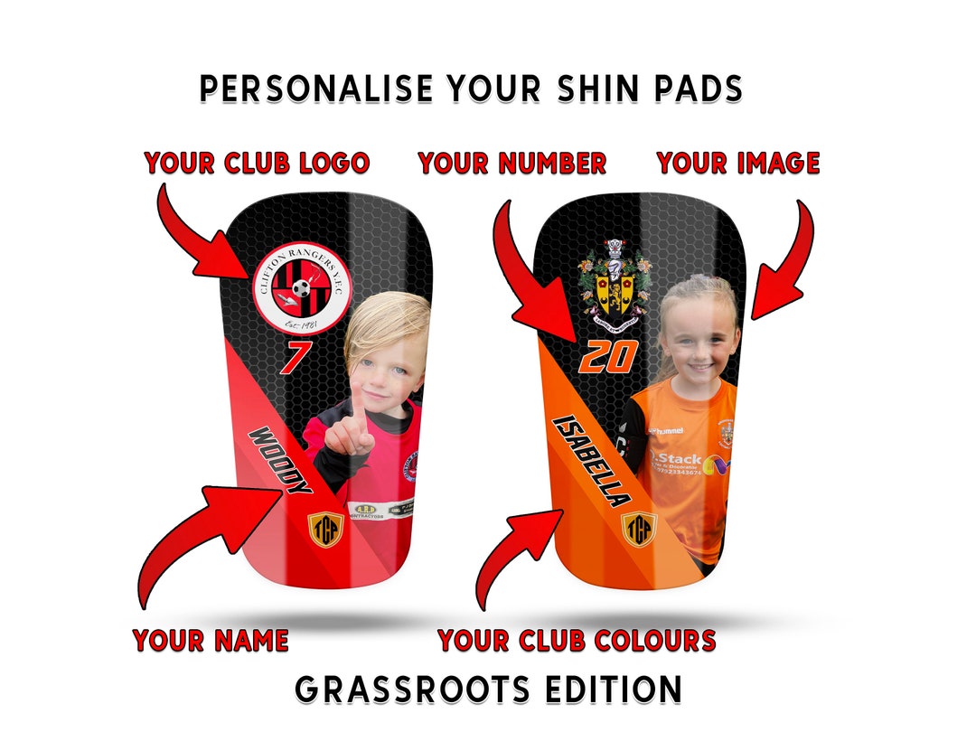 Personalised Football Shinpads Custom Football Shin Guards, Any Name