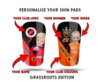 Personalised Football Shinpads - Custom Football Shin guards, Any Name, Any Number! Great Present Idea.