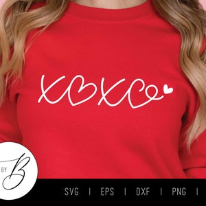 Cuori XOXO San Valentino SVG / Abbracci e baci, Script xoxo, file SVG di San Valentino / svg, eps, dxf, png, jpg / Taglia file