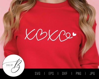 Hearts XOXO Valentine SVG | Hugs and Kisses, Script xoxo, Valentine's Day SVG file | svg, eps, dxf, png, jpg | Cut file
