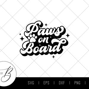 Retro poten aan boord van SVG | Hond kat huisdieren auto sticker Download SVG | SVG, EPS, DXF, PNG, JPG | Bestand knippen