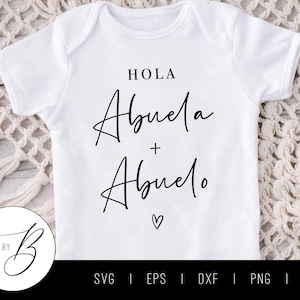 Hola Abuela en Abuelo SVG | Zwangerschap aankondiging SVG | SVG, EPS, DXF, PNG, JPG | Bestand knippen