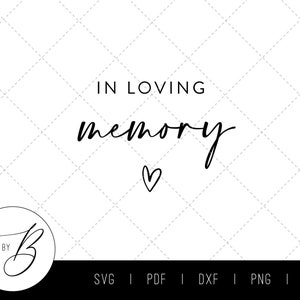 Dans la mémoire aimante SVG | Mariage, signe d’événement | svg, pdf, dxf, png, jpg | Imprimable | Télécharger