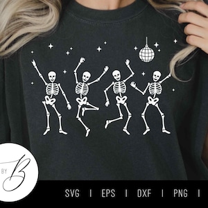 Disco Dancing Skeletons SVG / Scheletro di Halloween, Stagione spettrale, Scheletro carino SVG / svg, eps, dxf, png, jpg / File di taglio