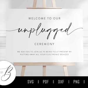Ceremonia de boda desconectada SVG / Letrero de bienvenida a nuestra ceremonia desconectada / svg, pdf, dxf, png, jpg / Imprimible / Descargar