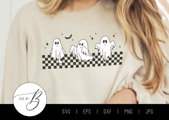 Checkerboard Ghosts SVG | Halloween, Spooky Season, layered SVG | svg, eps, dxf, png, jpg | Cut file, Sublimation