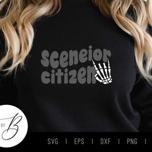 Sceneior Citizen SVG | Skeleton Rock Hand SVG | Elder Emo, Scene, Alternative | svg, eps, dxf, png, jpg | Cut file