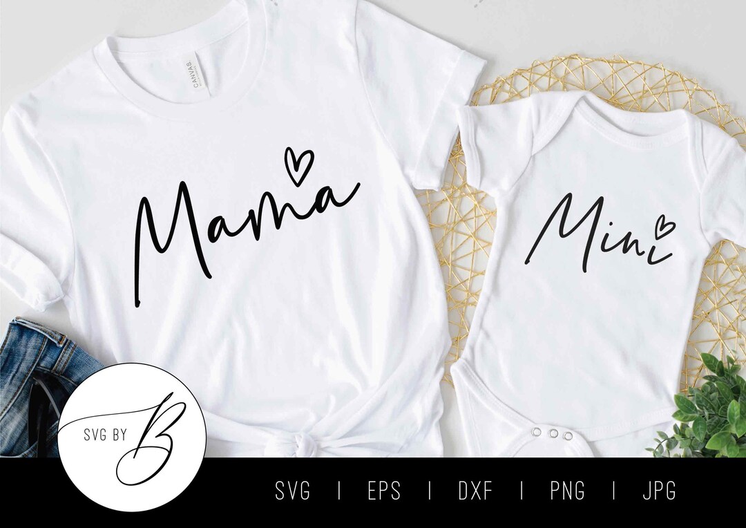 Mama & Mini SVG | Mommy and Me Heart SVG | Svg, Eps, Dxf, Png, Jpg ...