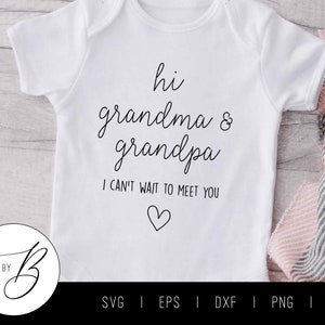 Olá Vovó e Vovô, Mal Posso Esperar para Conhecer Vocês SVG | Gravidez, Bebê, Avós, Anúncio SVG | svg, eps, dxf, png, jpg | Arquivo de Corte