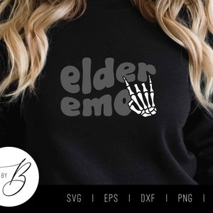 Elder Emo SVG | Skeleton Rock Hand SVG | Elder Emo, Scene, Sceneior Citizen, Alternative | svg, eps, dxf, png, jpg | Cut file