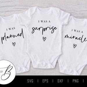 Ik was gepland - ik was een verrassing - ik was een wonder SVG | Triplet zwangerschap aankondiging SVG | SVG, EPS, DXF, PNG, JPG | Bestand knippen