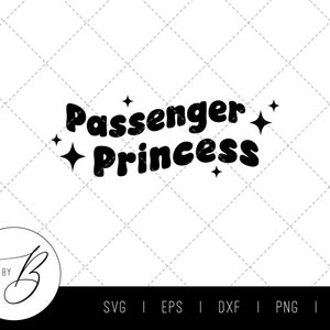 Passageiro Princesa SVG Download | Decalque para viseira, espelho para carro, decalque para carro SVG | svg, eps, dxf, png, jpg | Cortar arquivo