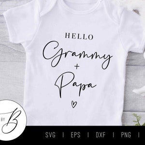 Hallo Grammy en papa SVG | Zwangerschap aankondiging SVG | SVG, EPS, DXF, PNG, JPG | Bestand knippen