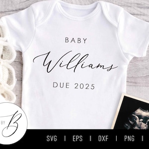 Personalisierte Schwangerschaft Ankündigung SVG | Benutzerdefinierte Baby Name SVG | svg, eps, dxf, png, jpg | Schnittdatei | 2-3 Tage Bearbeitungszeit