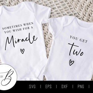 Sometimes When You Wish For A Miracle, You Get Two SVG | Twin Pregnancy Announcement SVG | svg, eps, dxf, png, jpg | Cut File